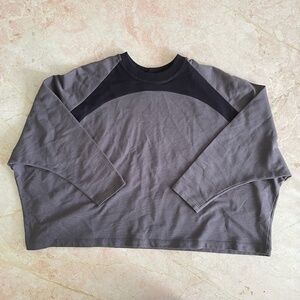 AMMA Grey and black oversized long sleeve crop top